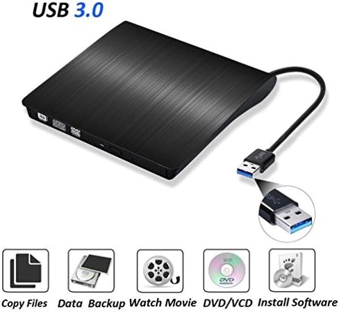 External CD Drive USB 3.0 Protable External DVD CD Drive,Gipow High Speed Data Transfer DVD/CD +/-RW Writer Burner Rewriter DVD/CD ROM Drive for Macbook Pro/Laptops/Desktops/Notebooks(Black)