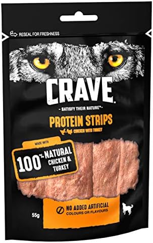 Crave Protein Chunks - Dog Treats with Chicken - Grain Free - 6 x 55 g