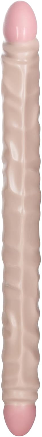 CalExotics Veined Super Slim Dong 17 Inch Double-Ended Dildo, Soft Pliable and Highly Detailed - Ivory SE-0198-01-2