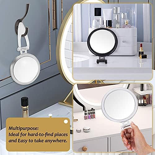 Magnifying Mirror 20x / 1x Two Sided, Double Sided Magnifying Mirror with Stand, Magnified Hand Mirror for Makeup, Blackhead/Comedone Removal (6inch,20X/1X, Silver)
