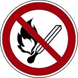 Schild Feuer, offenes Licht, Rauchen verboten DIN EN ISO 7010-P003 - 200x0.45 mm Aluminium geprägt