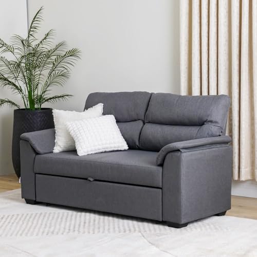 Danube Home Balmond 3 Seater Fabric Sofabed I Convertible Two Seat Sleeping Sofa Bed I Modern Design Living Room Furniture L 172 x W 100 x H 88 cm - Grey