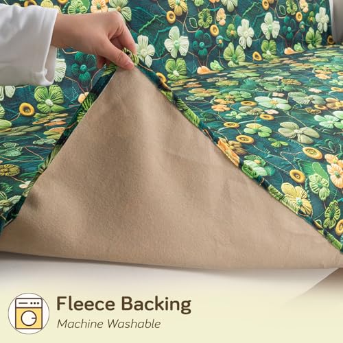 Image of HOKIPO 'Nature Muse' Premium HD Printed Holland Velvet Sofa Cover Mat for 1 /2 /3 Seater & L-Shape Sofa. Make Your Own Sofa Cover Set, Mat 70(D) x 60(L) cm, Emerald Garden (IN-913-D4)