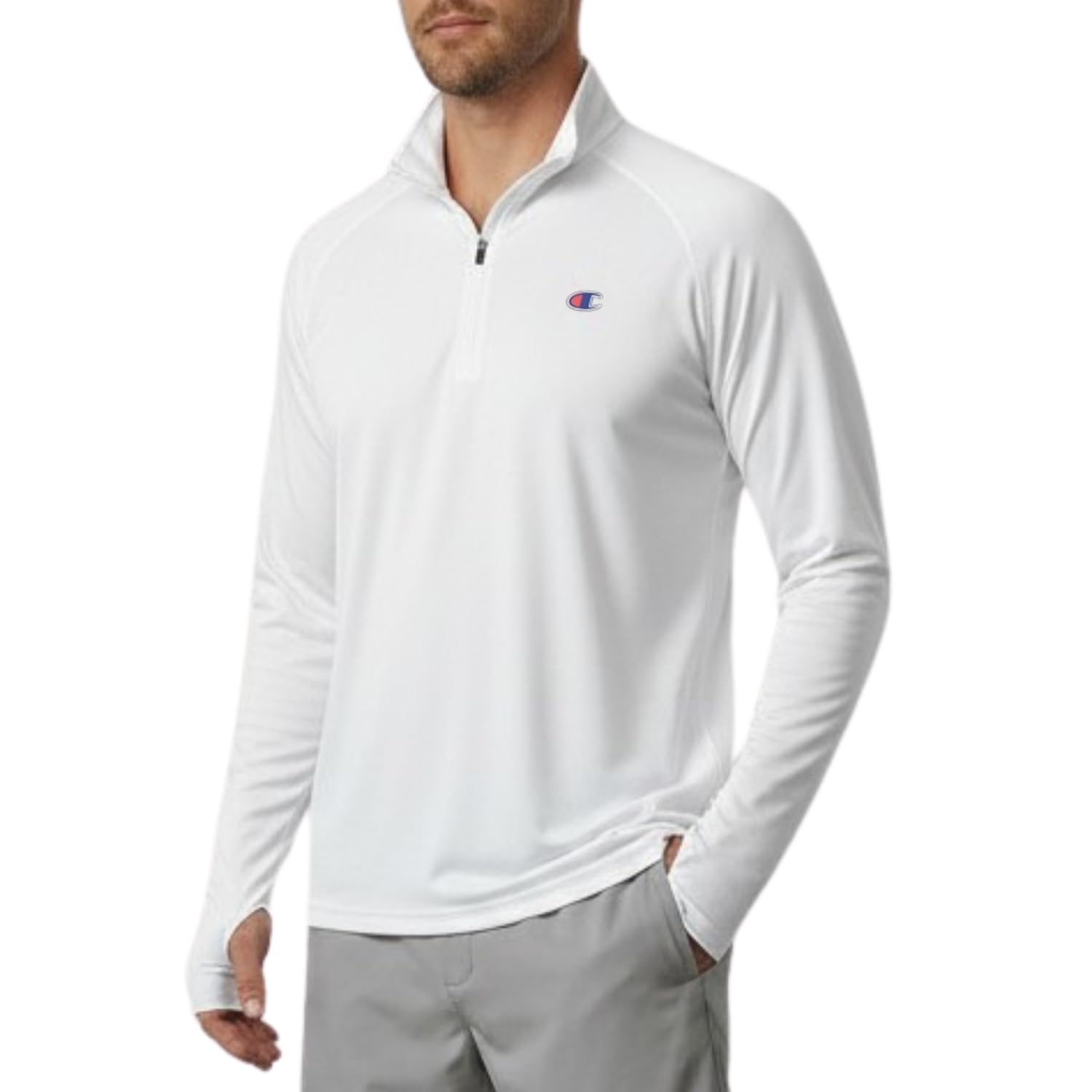 champion men's quarter-zip pullover sun shirt upf 50+ long sleeve rashguard