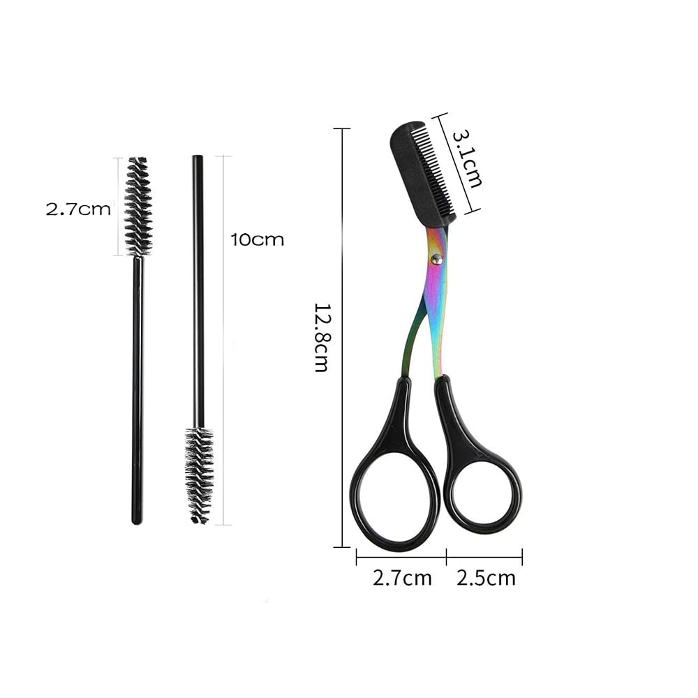 Eyebrow Scissors, Non-Slip Eyebrow Scissors with Comb and Brush, Eyebrow Trimmer Scissor, Eyebrow Trimmer for Women, Eye Brow Razors Eyebrow Cutter Eye Brow Shaper Trimming Scissor Makeup Tool (Blue)