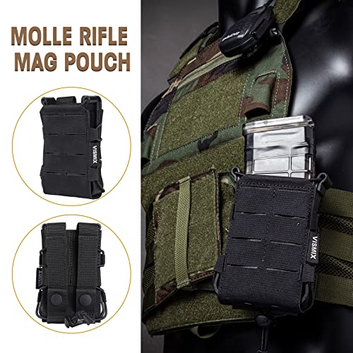 Vismix 5.56Mm Single Rifle Mag Pouch Magazine Molle Training Open-Top Adjustable Black #TOP5