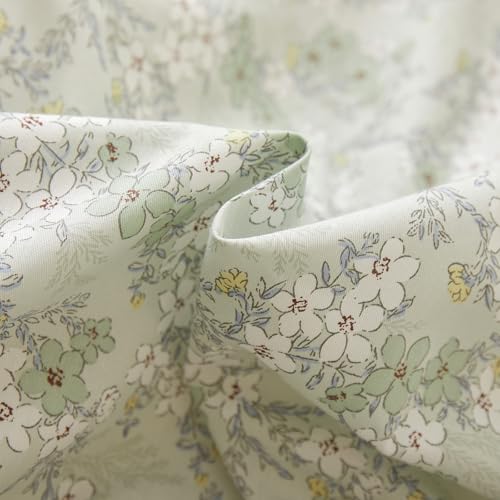 Image of VM VOUGEMARKET Twin Duvet Cover Set with Green Flower Pattern,Pure Cotton Bedding Set Vintage Floral Prints Comforter Cover Conquette Cottagecore Bedding for Teen Girls