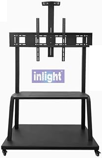 Inlight Rolling/Mobile TV Cart with Wheels for 60-100 Inch LCD LED 4K Flat Screen TVs, TV Floor Stand with Shelf Holds Up to 120 Kgs | Adjustable Height Trolley Max VESA 900 x 600 mm