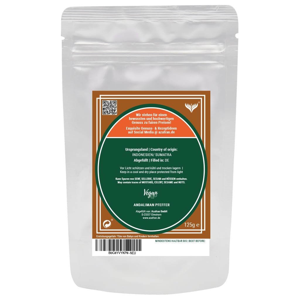 Azafran Andalimanpfeffer, Indonesischer Zitronenpfeffer, wilder Andaliman Pfeffer aus Sumatra 500g