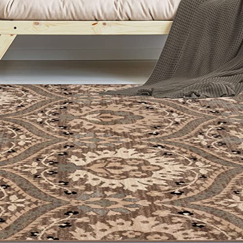 Superior Designer Augusta Collection Area Rug - Modern Area Rug, 8 Mm Pile, Scalloped Floral Design With Jute Backing, Light Blue, 4' X 6' #TOP6