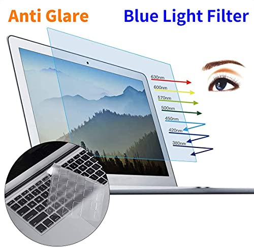 Casebuy Macbook Air 13 Inch Screen Protector -Blue Light Filter Anti-Glare Screen Protector For 2015 Or Older Macbook Air 13 Inch Model A1369 And A1466 + Keyboard Cover Ultra Thin Tpu Protector #TOP1