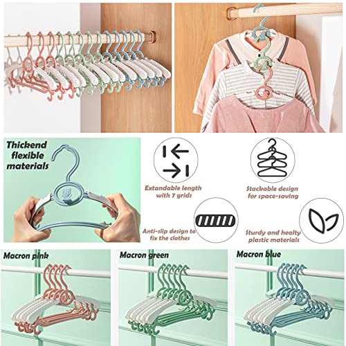 60-Pack Baby Hangers For Closet Adjustable Kids Hangers With Clips Non-Slip Plastic Nursery Hangers For Clothes Organizer Heavy-Duty Hangers For Newborn, Infant, Toddler, Children Space-Saving, Green #TOP3