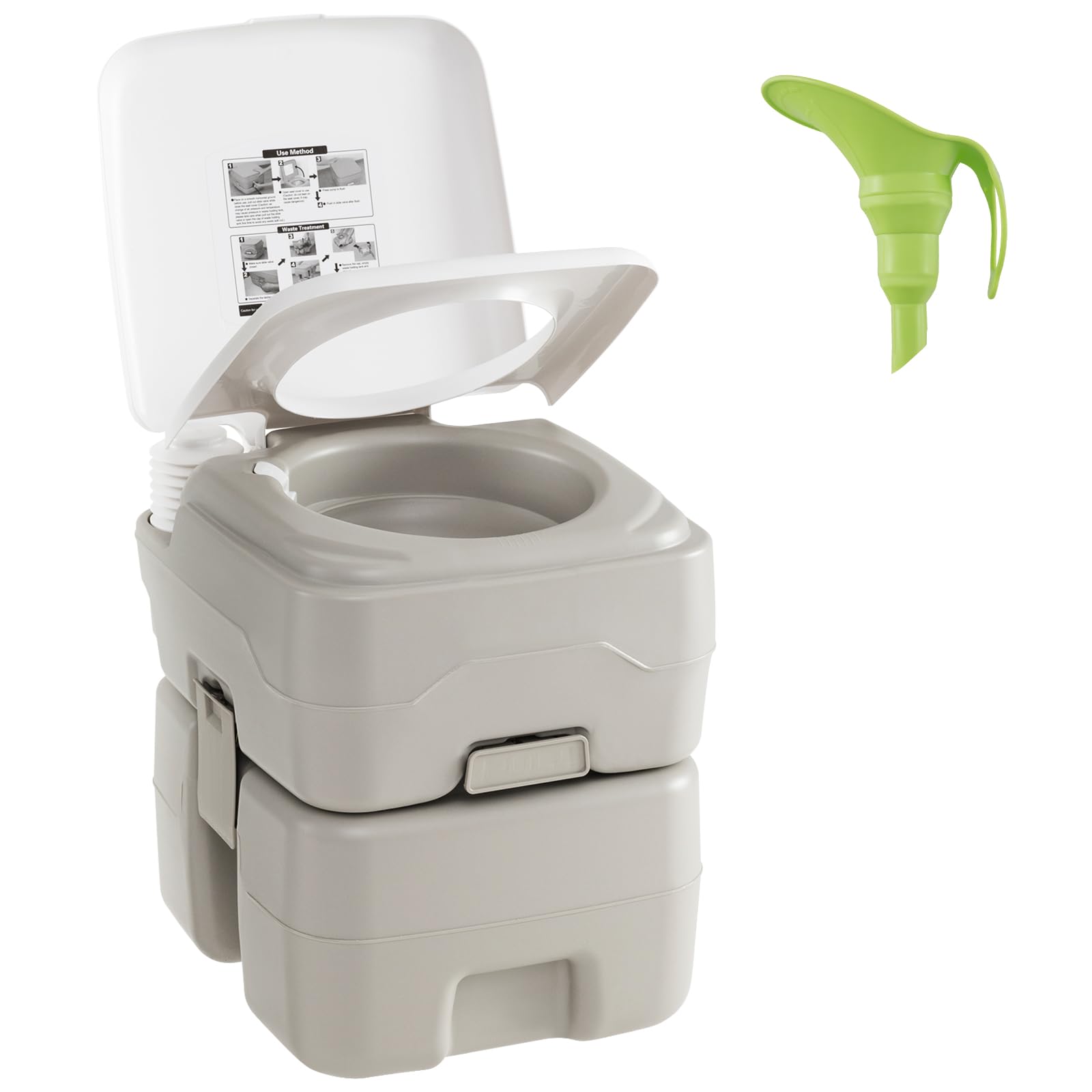 GOPLUS Campingtoilette, tragbares Campingklo mit T-förmigem Wasserspülsystem & ausziehbarem Trichter, Camping WC bis 200kg belastbar, Trockentoilette mit Dichtungsventil, für Camping, Angeln & Wandern
