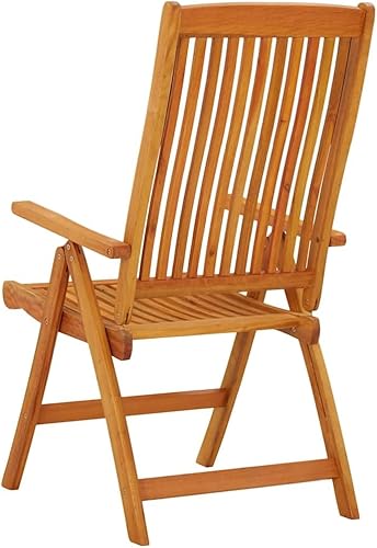 Miniatura 5 de Garden Chair Set of 2 Natural Eucalyptus Wood, Folding Outdoor Seating for Patio, Balcony, Dining, Adjustable Backrest, Oiled Finish