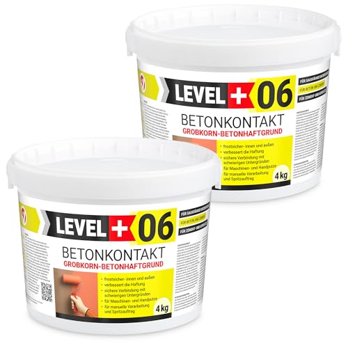 LEVEL PLUS 06 Contacto de hormigón, 8 kg, puente adhesivo, imprimación de yeso para hormigón, OSB, cerámica, pintura para hormigón