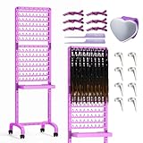 Sunnacate Braiding Hair Rack 280 Pegs with Tray and Braid Tools, Mobile Braid Rack with Wheels, Height Adjustable, Standing Braider Rack Stand Separator Hair Extension Holder Hanger for Salon Home