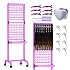 Braiding Hair Rack 280 Pegs with Tray and Braid Tools, Mobile Braid Rack with Wheels, Height Adjustable, Standing Braider Rack Stand Separator Hair Extension Holder Hanger for Salon Home