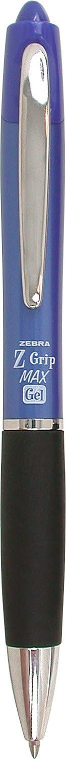 Zebra Z-Grip MAX Roller Ball Gel Retractable Pen, 0.7mm, Blue, 12-Pack (42220)