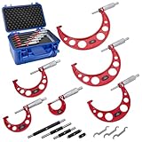 Premium Outside Micrometer Set 0-6' / 0.0001' (0-1'/ 1-2'/ 2-3'/ 3-4'/ 4-5' /5-6') Precision Machinist Tools...