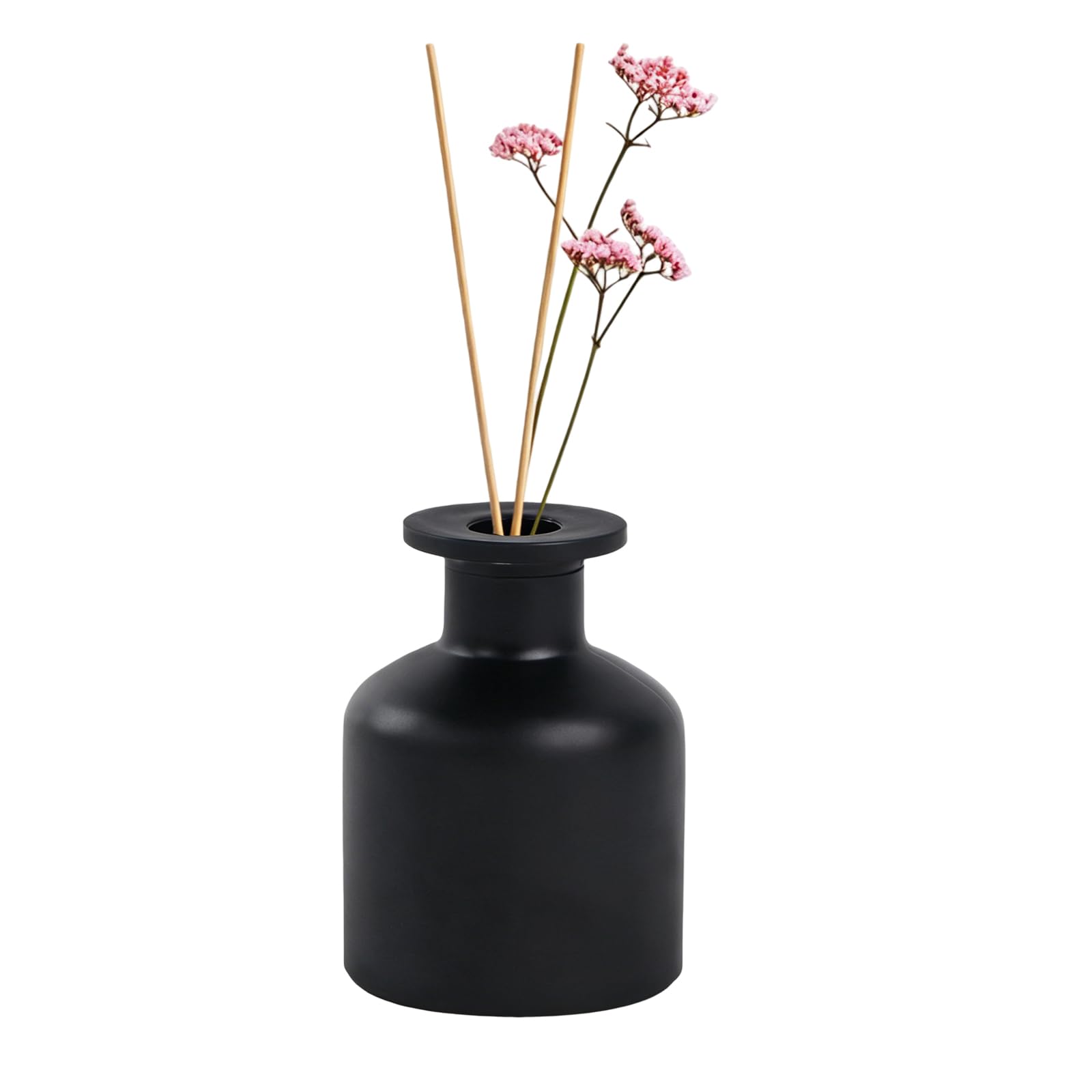 150ml/5oz Empty Glass Diffuser Bottles Jar Refillable Aromatherapy Jar Essential Oils Container Fragrance Accessories Crafts Decor for DIY Replacement Reed Diffuser (Matt Black)