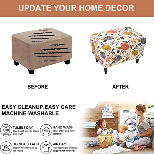 Eco-Ancheng Stretch Ottoman Cover Rectangular Storage Ottoman Slipcover Footrest Stool Covers Ottoman Slipcovers For Foot Stool With Nonslip Elastic Bottom (29, Large) #TOP5