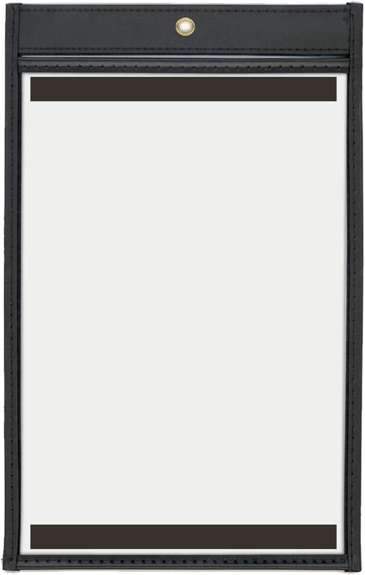 StoreSMART - Magnetic Rigid Sewn Vinyl Plastic Pockets - Black - 100 Pack - 6" x 9" - Open Short Side - T85203S-BK-M-100