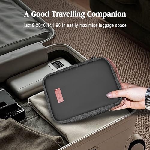 WIWU Kabeltasche Organizer mit Griff GroßE Kapazität Elektronikzubehör Tech Pouch Verstellbare Trennwände Tragbar für Reisen Büro Schule Ladegeräte Kabel Powerbank Festplatten (SCHWARZ)