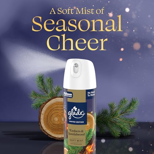 Glade Air Freshener Room Spray, Embers & Sandalwood, Odor Fighting to Deliver Long Lasting Freshness, 8 Oz, 6 Count