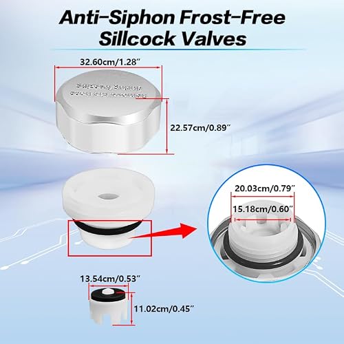 Langina 2PCS Outside Faucet Repair Kit(Fine Thread), ASSE 1019-A Vacuum Breaker Repair Kit, Anti Siphon Valve Replacement, Frost Free faucet Repair Kit with 2PCS 3/4"GHT Garden Hose End Caps - Thumbnail 3