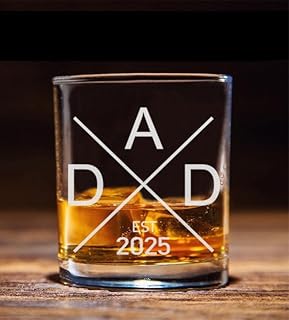 DAD Est 2025 Pregnancy Announcement New Dad Established 2025 First Time Father Whiskey Glass