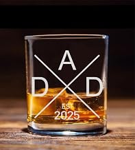 DAD Est 2025 Pregnancy Announcement New Dad Established 2025 First Time Father Whiskey Glass