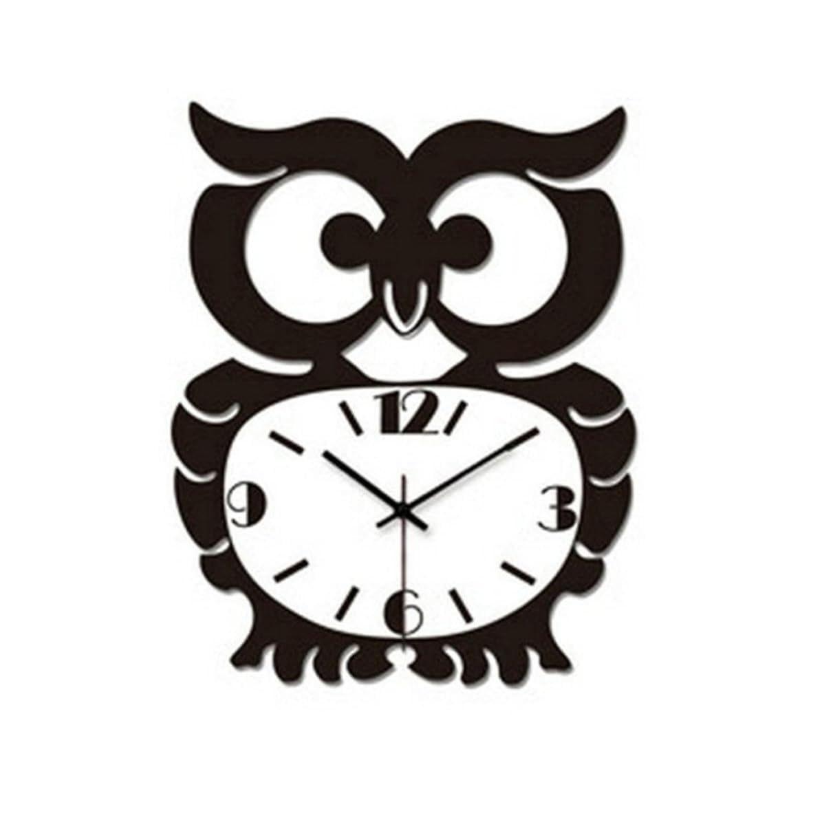 Horloge murale acrylique hibou noire sans tic-tac pour enfants