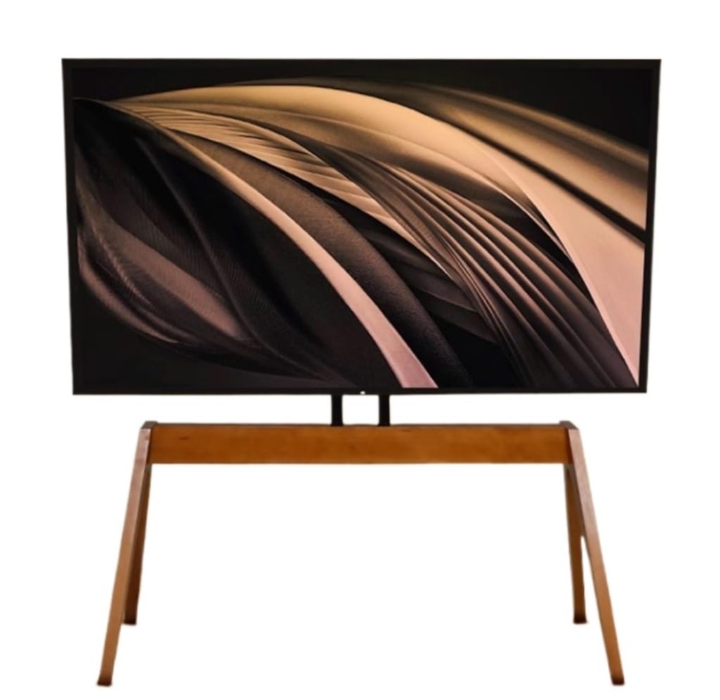 Support TV réglable en hauteur universel avec 4 pieds en bois 50-86"