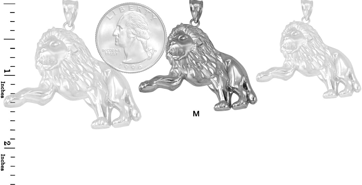 LA BLINGZ Sterling Silver Satin DC Lion Pendant (Medium)