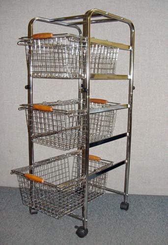 Storage Basket Cart New 3 Tier Wire Rolling with Swivel and Locking casters