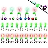 HLOGREE LED Night Fishing Rod Bait Auto Lighting Alarm with Dual Ring Bells 25pcs Fishing Indicator...