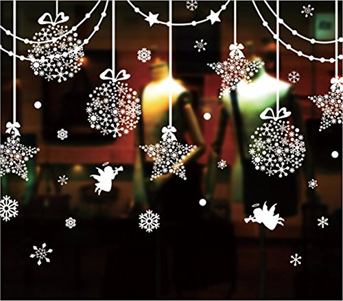 ZEARO (W237*H80 Sticker de fenêtre de Noël Motif étoiles de Noël