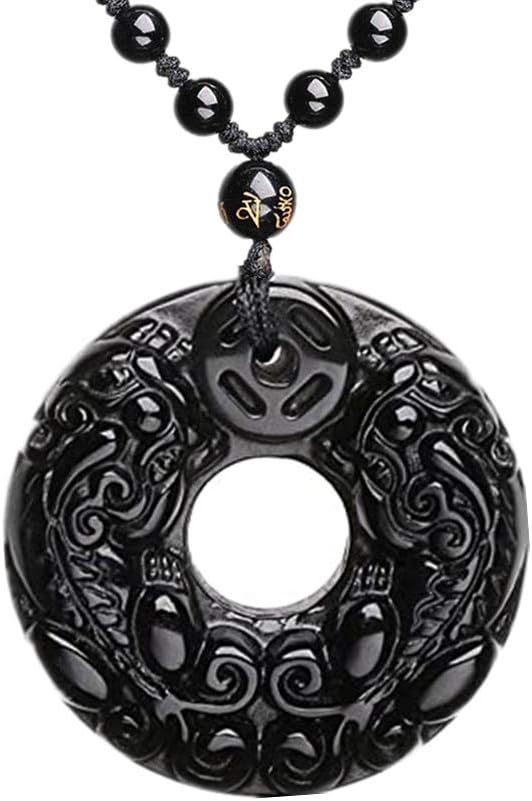 Obsidian Pendant Black Obsidian Hexagonal Amulet Pendant Necklace - Healing Protection Reiki Stone Obsidian Necklace