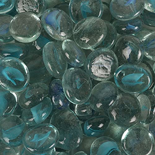 Image of Color Stone Decorative Shiny Glossy Flower Glass Pebbles for Vase Fillers Plant Pots Home Table Garden & Outdoor Decoration (Clear Sky Blue Mix 5Kg)
