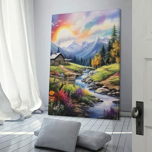 Sérénité alpine murale peinture sur toile décoration maison 40x60cm - 3