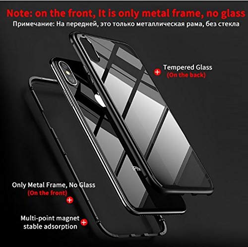 Image of MOBITUSSION Ultra Thin Magnetic Metal Edged Tempered Glass Back Cover Compatible for iPhone Xs Max (Transparent Black)