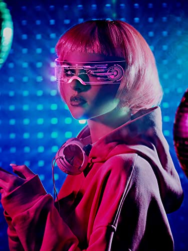 TOODOO 2 Pairs LED Visor Glasses 7 Colors Futuristic Glasses Light up Punk Accessories for Rave Party Costume(Future Style) - Thumbnail 5