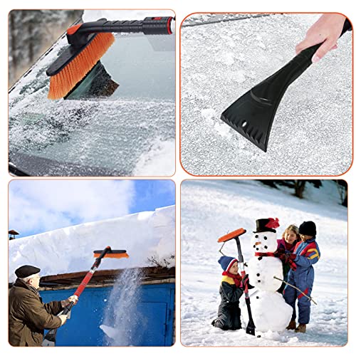 FOVAL 47.2\" Extendable Snow Brush and Wider Ice Scraper (4.73\" Width) with 360° Pivoting Brush Head, Snow Removal Tool Car Brush with Comfortable Foam Grip for Car Windshield, Trucks, SUVs - Thumbnail 7