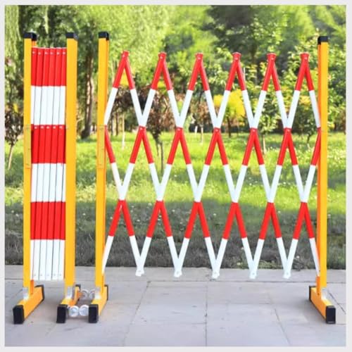Genérico Barrera metálica expandible y Duradera: Barrera de Seguridad móvil de Acero Ajustable con Ruedas, Valla de tráfico retráctil para Mayor Seguridad y flexibilidad (roja, 2,5 m/8,2 pies).