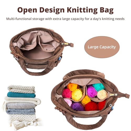 Image of Crochet Bags and Tote Bags - Corduroy Wire Bags - Yarn Clips for Crochet - Functional Crochet Hook and Crochet Accessories Lots of Crochet Bags for Crochet Lovers, Thanksgiving Gifts
