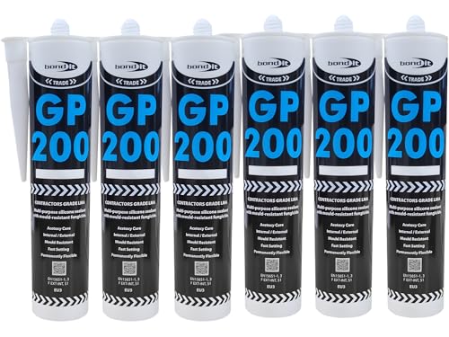 Bond It Clear GP200 Silicone Sealant Pack of 6 (275ml Each) – High Modulus Waterproof Mould Resistant Clear Silicone for Kitchen, Bathroom, Shower, and Exterior Sealing Applications