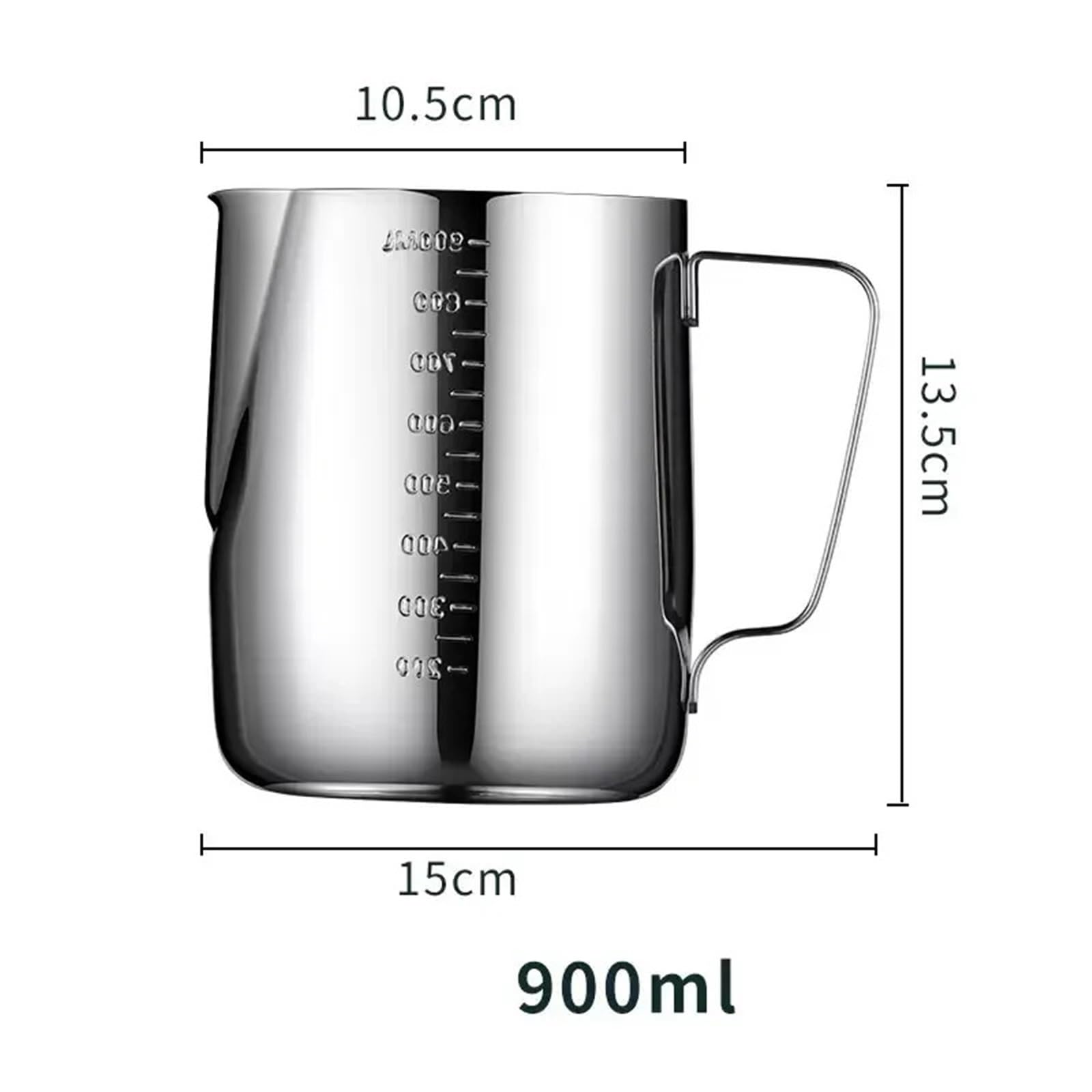 Lattiera in Acciaio Inossidabile Brocca for schiuma di latte e caffè Tazza for montalatte a vapore for crema in acciaio inossidabile 304 specializzata classica(900ML)