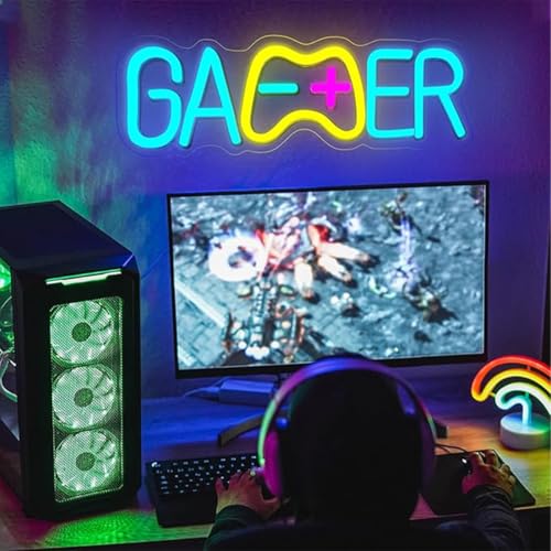 Image of LED Game Sign Game Zone Neon Signs Gaming Room Wall Art Decor Man Cave Lights Signs Gamer Home Bedroom Decoration USB Powered Brightness Adjustable