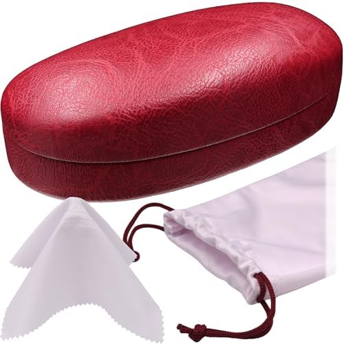 MyEyeglassCase Hard Sunglasses case - Women Glasses Case Holder - Large Durable Eyeglass Case Hard Shell with Pouch & Cloth