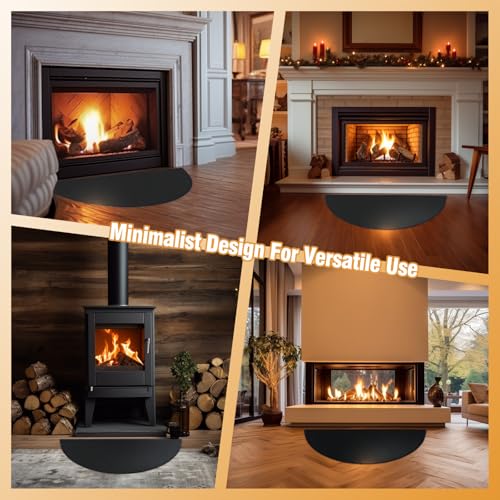 24x48inch Half Round Fireproof Hearth Pad for Wood Stove & Fireplace,Fire Resistant Fireplace Mat for Firewood & Pellet Stove,Protects Floors & Decks